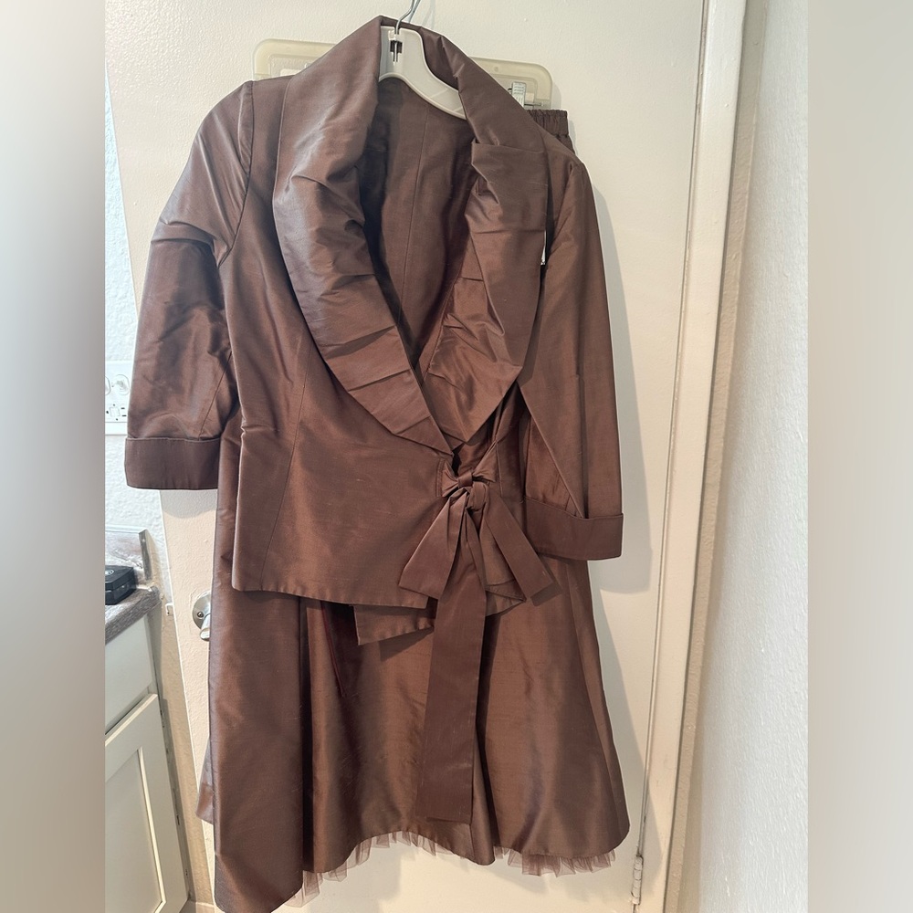 Elegant Brown Women's two piece Jacket with Shirt
